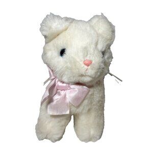 Dakin & Co San Francisco Plush Bianca Kitty Cat 6” White Pink Bow Vintage 1986